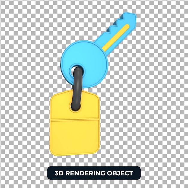 Rendering room key 3d object transparent background