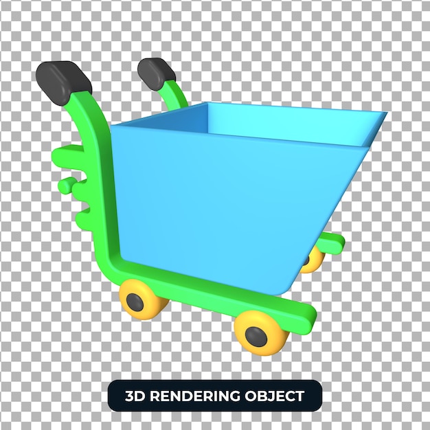 Rendering shopping trolley 3d object transparent background