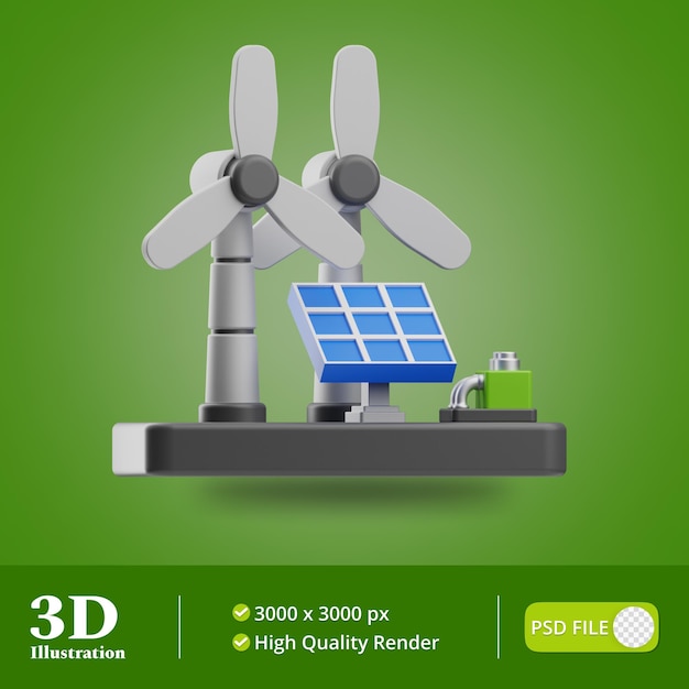 Renewable energy illustration 3d