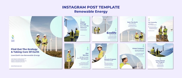 PSD renewable energy instagram post design template