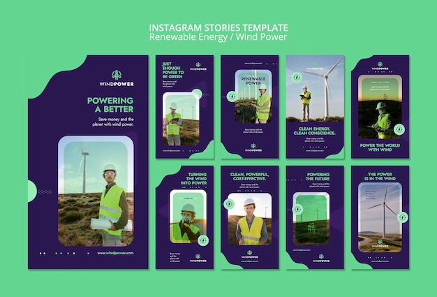 PSD renewable energy instagram template design