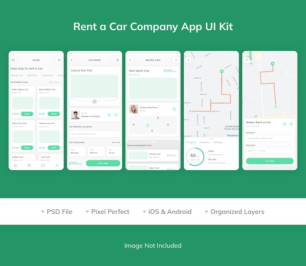 Rent a Car Company App UI Kit