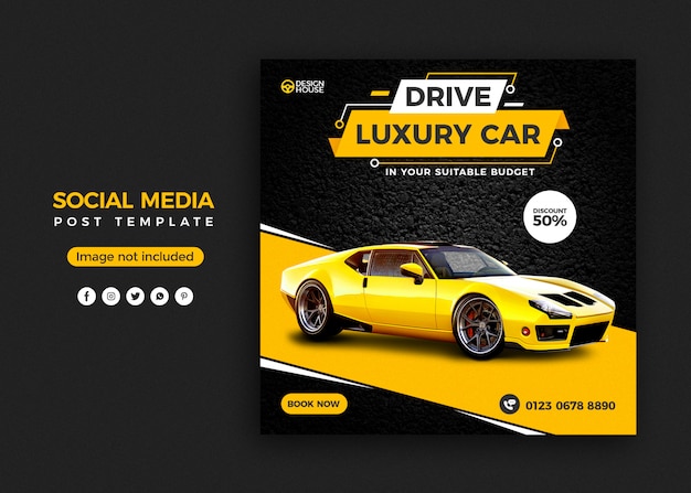 Rent car social media post banner template