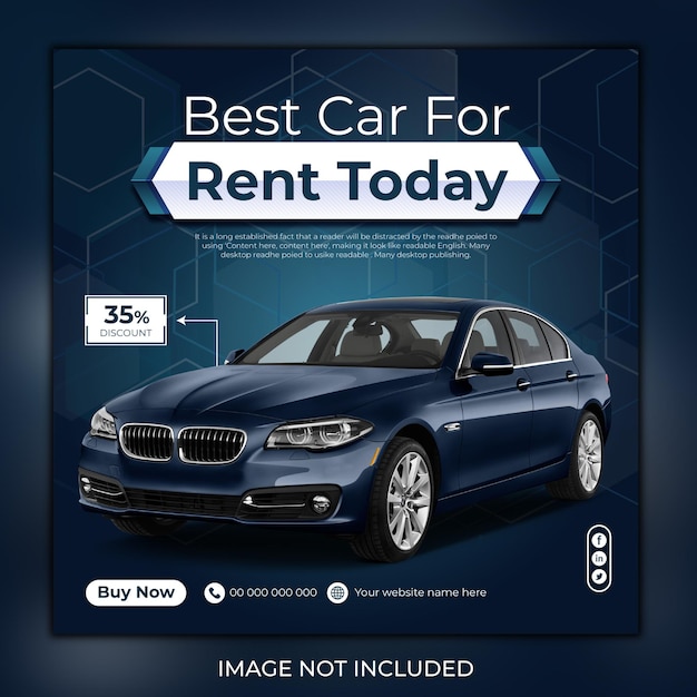 Rent car for social media post Design or banner template Premium PSD