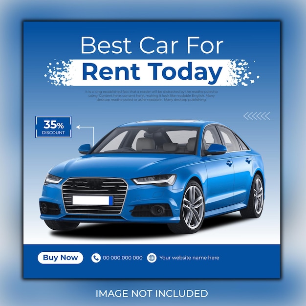 Rent car for social media post Design or banner template Premium PSD