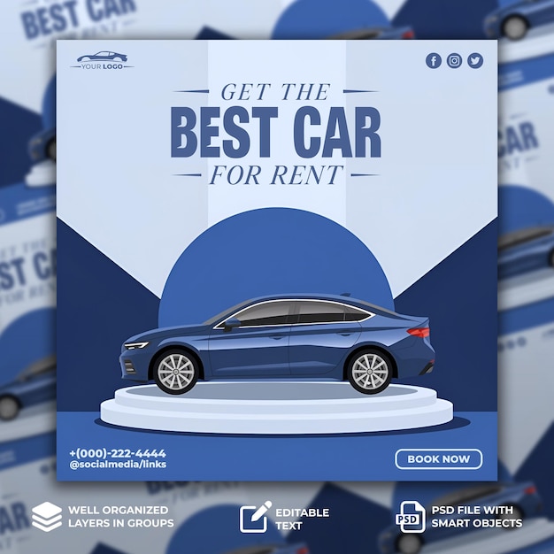 PSD rent a car social media post design