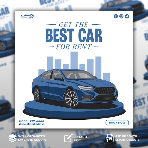 PSD rent a car social media post design