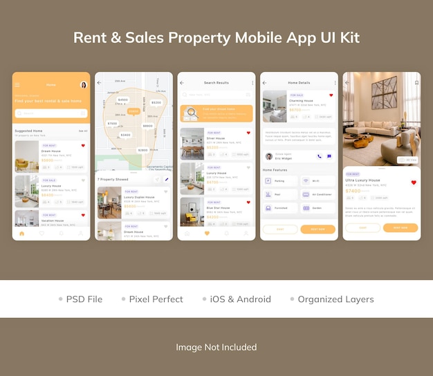 Rent Sales Property, Real Estate Mobile App UI Kit