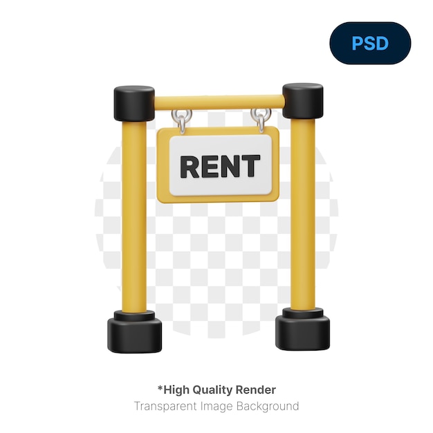 For Rent Signboard 3D Icon Premium Psd