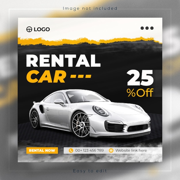 Rental car promotion social media Banner and Product Ecommerce Instagram template ad post design.