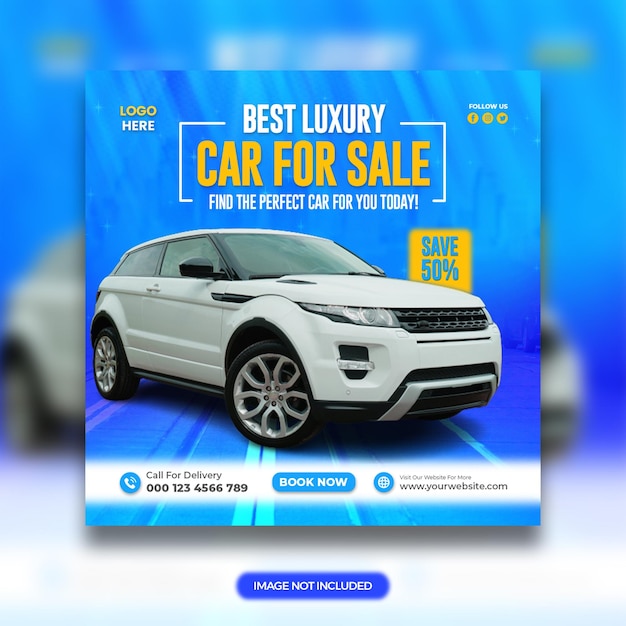 Rental Car Sell Promotional Web Banner or Instagram Social Media Post Square Banner Design