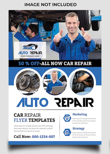 PSD repair shop business vertical poster template