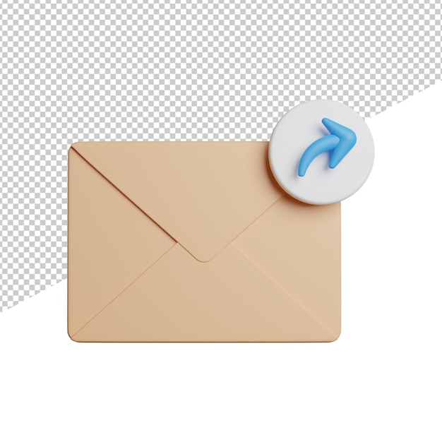 Reply Mail Letter front view 3d rendering icon illustration on transparent background