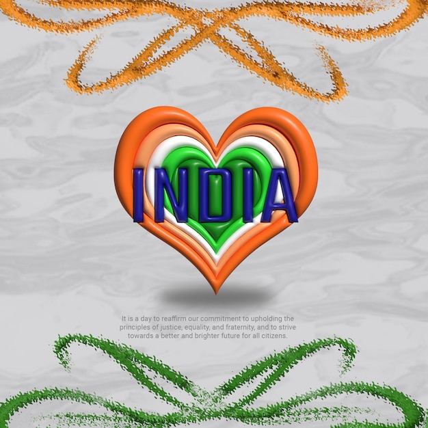 Republic day of india social media instagram post template design 3D post