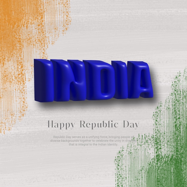 Republic day of india social media instagram post template design 3D post