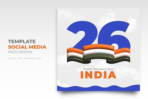 Republic Day of INDIA Social Media template design