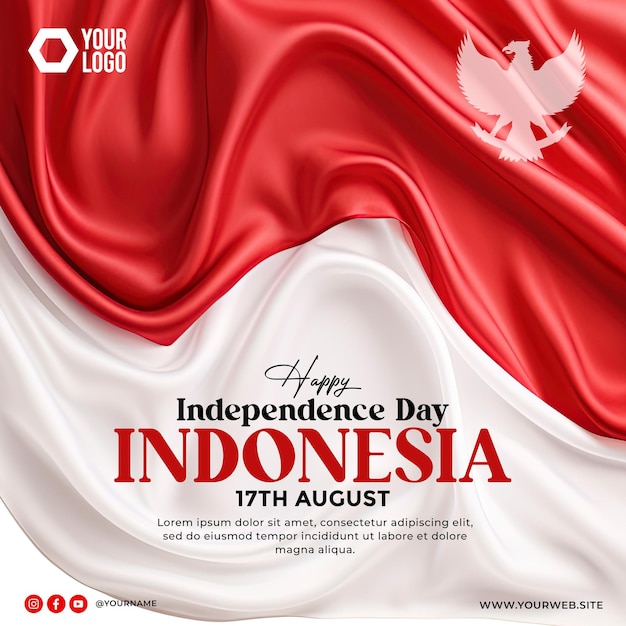 Republic of Indonesia independence day with flag background Dirgahayu Republik Indonesia