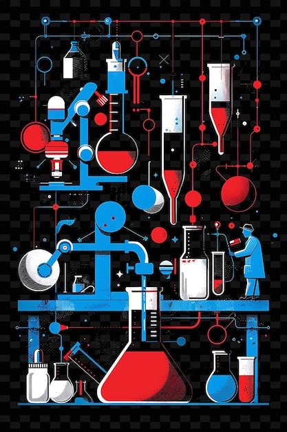 Research Lab Setting With Scientists and Engineers for Elect Flat Illustration Poster Design