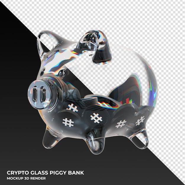 Reserve Rights RSR glass piggy bank with crypto coins 3d illustration