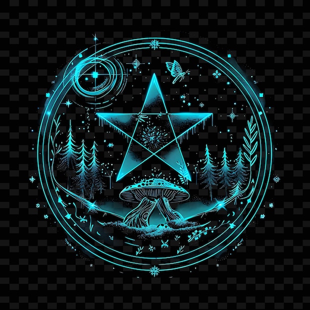 Resplendent Neon Mystic Forest Inside a Silhouette Star Land PNG Y2K Fairy Tale Inspired Designs