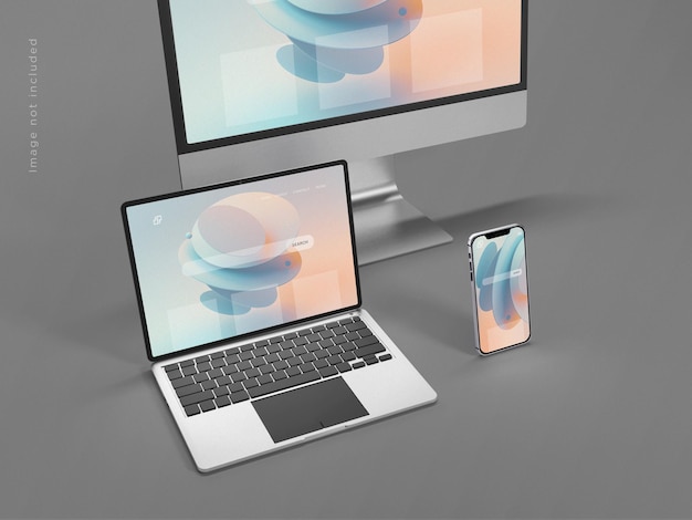 Responsive devices website mockup 3d rendering