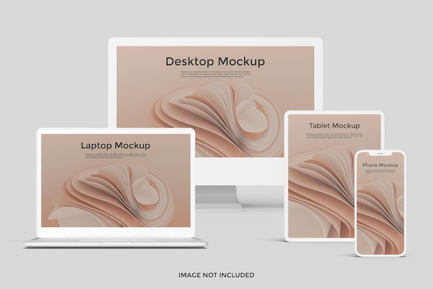 Responsive isolated front view clay devices screen mockup