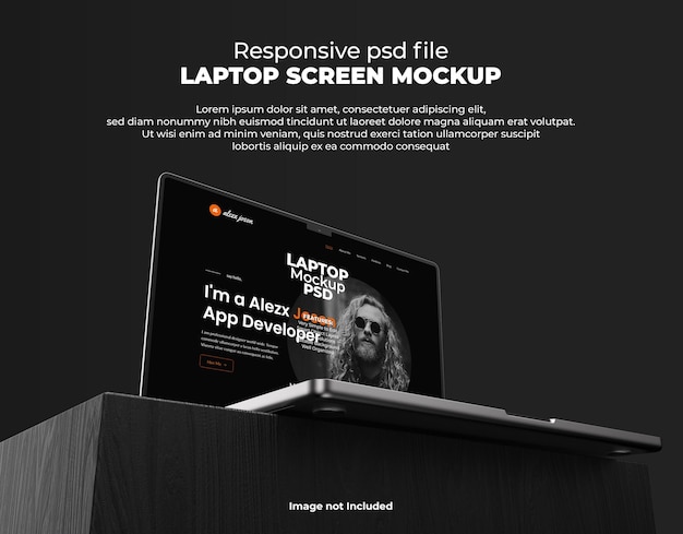 Responsive Laptop Screen for Web, UI and Apps PSD Mockup with Transparent Background