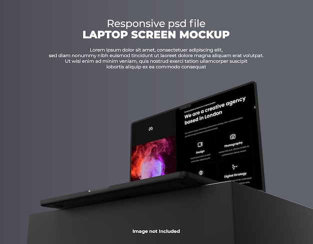 Responsive Laptop Screen for Web, UI and Apps PSD Mockup with Transparent Background