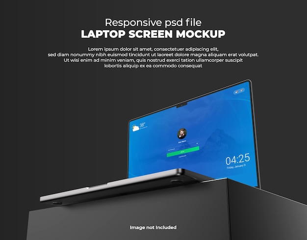 Responsive Laptop Screen for Web, UI and Apps PSD Mockup with Transparent Background