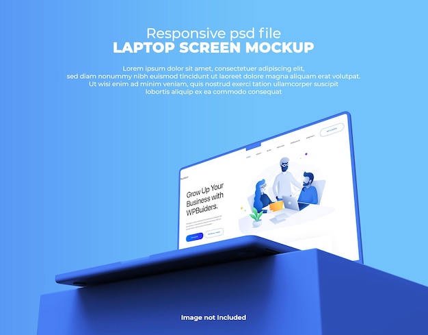 Responsive Laptop Screen for Web, UI and Apps PSD Mockup with Transparent Background