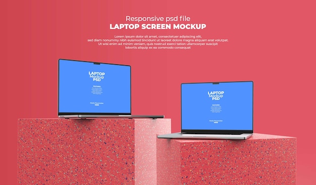 Responsive Laptop Screen for Web, UI and Apps PSD Mockup with Transparent Background