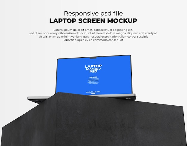 Responsive Laptop Screen for Web, UI and Apps PSD Mockup with Transparent Background