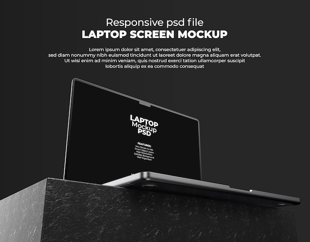 Responsive Laptop Screen for Web, UI and Apps PSD Mockup with Transparent Background