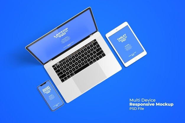 Responsive Laptop Screen for Web, UI and Apps PSD Mockup with Transparent Background