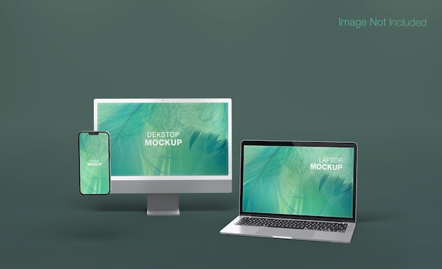 Responsive Multi devices realistic Dekstop phone laptop and phone mockup design isolated PSD