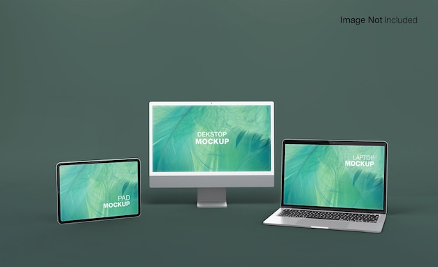 PSD responsive multi devices realistic dekstop phone laptop and phone mockup design isolated psd