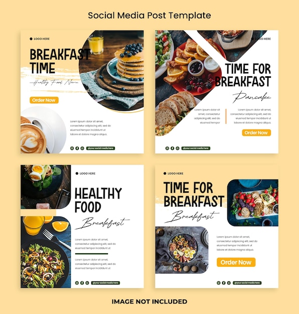 Restaurant breakfast food collection instagram feed template banner post