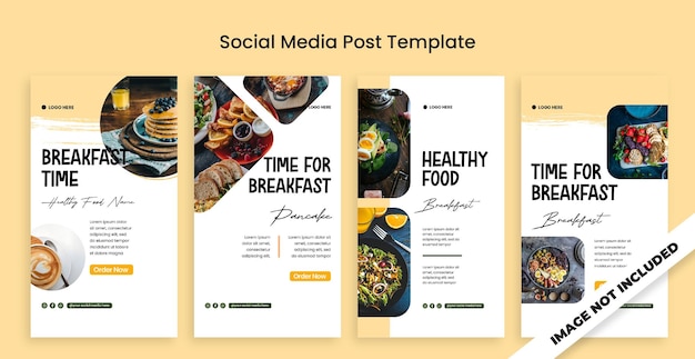 PSD restaurant breakfast food collection instagram story template post