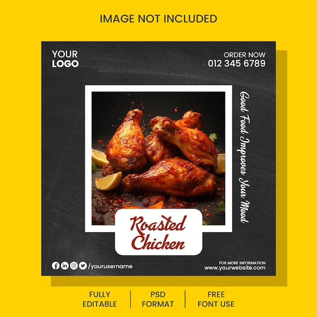 Restaurant or Cafe Food snacks social media banner and instagram post template promotion design