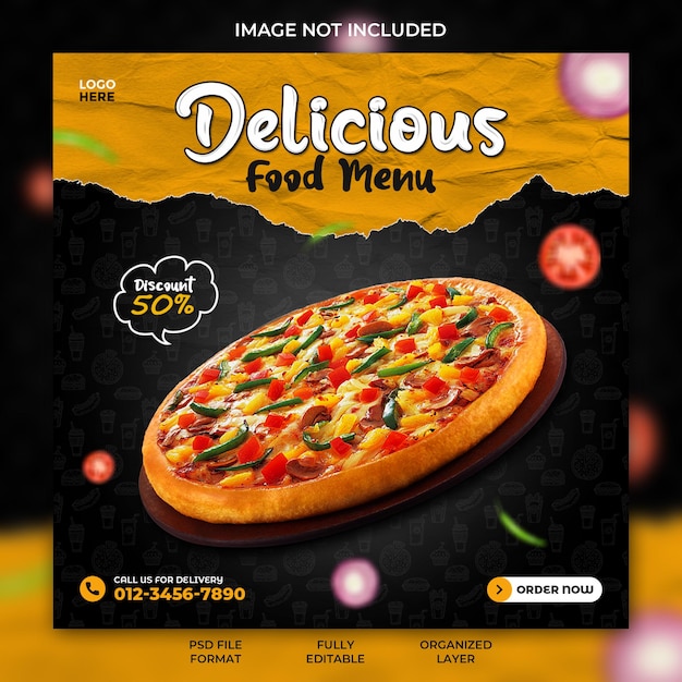 Restaurant Delicious food menu promotion and social media instagram post banner template design psd