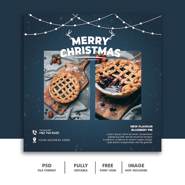 Restaurant Food Menu Christamas Social Media Post Template