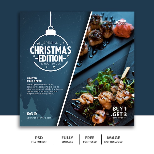 Restaurant Food Menu Christamas Social Media Post Template