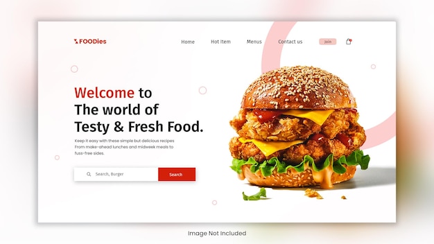 PSD restaurant food menu landing page web ui design template