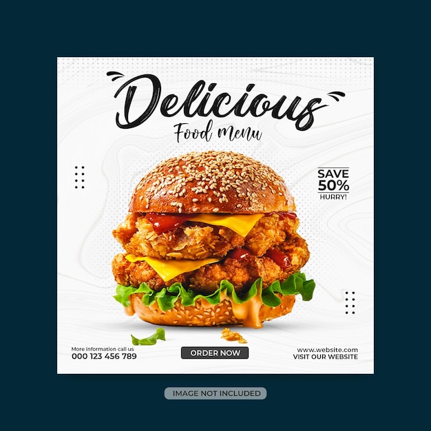 Restaurant Food menu sale promotion social media post or Instagram post banner template