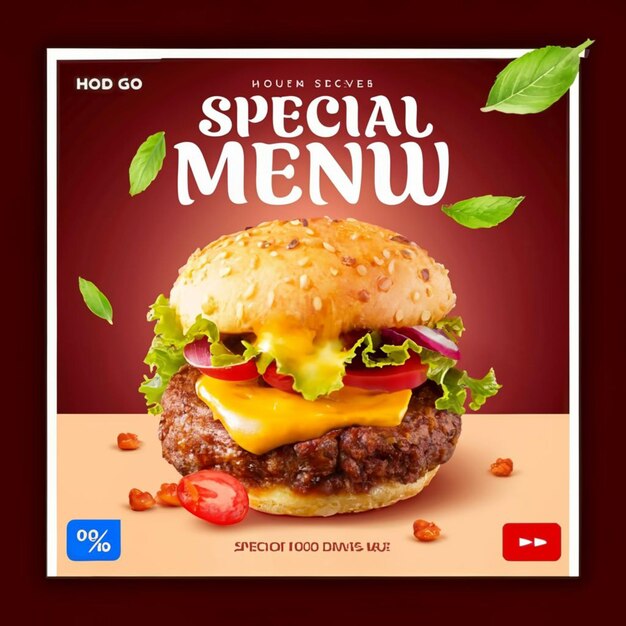 Restaurant food menu social media banner template