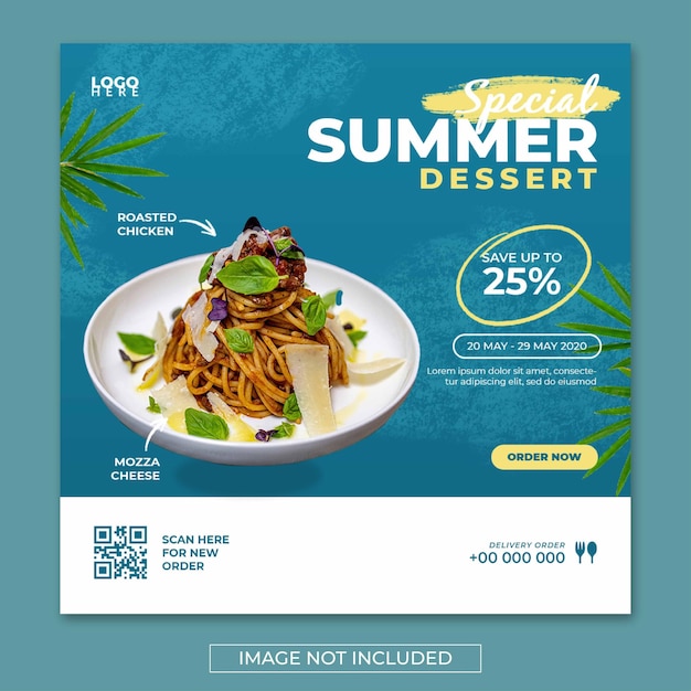 Restaurant food menu social media post square banner template premium psd