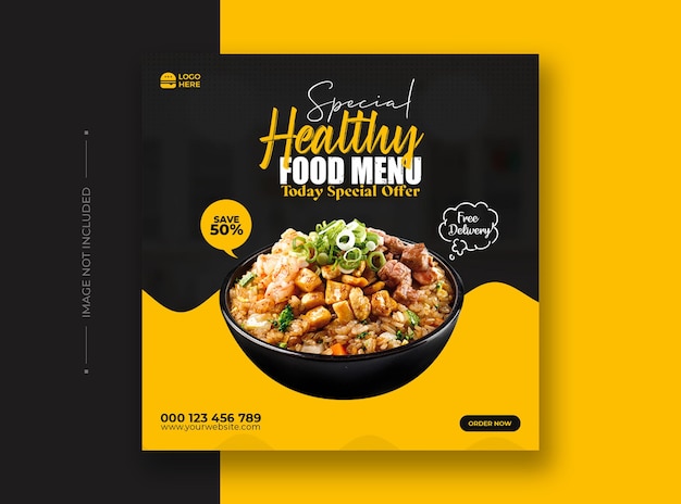 Restaurant and food menu social media post template