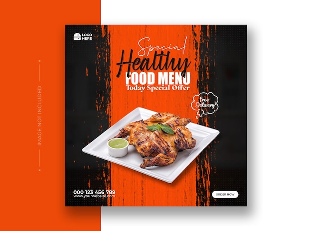 Restaurant and food menu social media post template