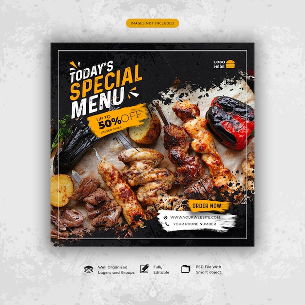 Restaurant food menu social media post