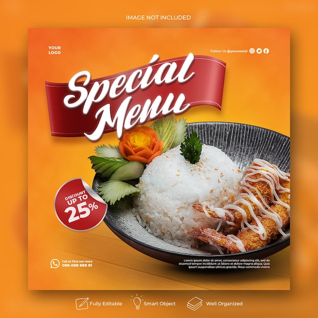 Restaurant food menu social media post